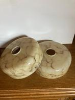 Vintage lampenkap 2 stuks art deco beige gemarmerde opaline, Ophalen of Verzenden