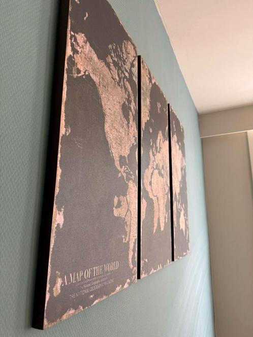 Drieluik met oude landkaart, Huis en Inrichting, Woonaccessoires | Wanddecoraties, Nieuw, Ophalen