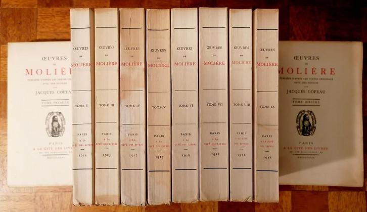 Molière, complete werken, aantekeningen door Jacques Copeau,, Antiek en Kunst, Antiek | Boeken en Manuscripten, Ophalen
