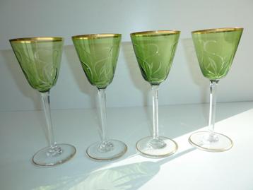 4 wijnglazen van Val St Lambert 1908 beschikbaar voor biedingen