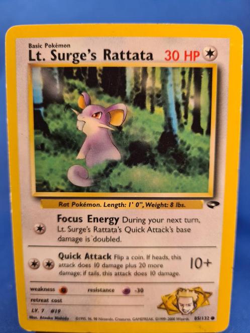 Lt. Surge's Rattata 85/132 - Gym Challenge, Hobby en Vrije tijd, Verzamelkaartspellen | Pokémon, Zo goed als nieuw, Verzenden