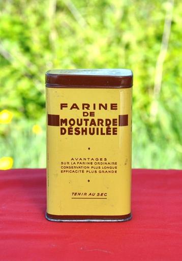 boite en fer farine de moutarde deshuilée 