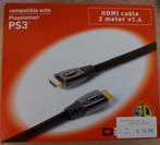HDMI v1.4 kabel 2m PS3/Xbox, Comme neuf, Enlèvement