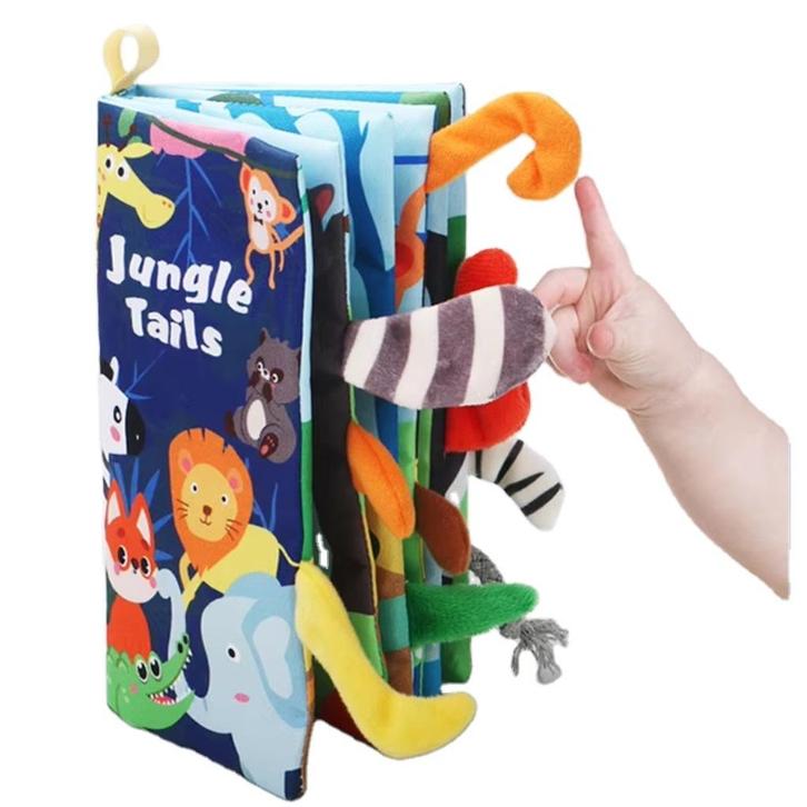 Jungle Tails - Montesorri Baby Stoffen Boek Met Dierenstaart, Boeken, Kinderboeken | Baby's en Peuters, Nieuw, 1 tot 2 jaar, Uitklap-, Voel- of Ontdekboek