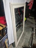 Grand miroir avec encadrement bois blanc, Maison & Meubles, Enlèvement