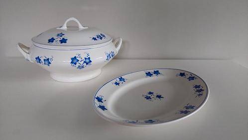 Boch La Louviere - Mercure blauw - terrine en ovalen schotel, Antiek en Kunst, Antiek | Servies los, Ophalen of Verzenden