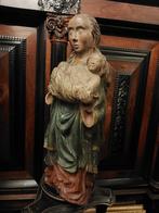 Antiek polychroom beeld maria en kind, Ophalen