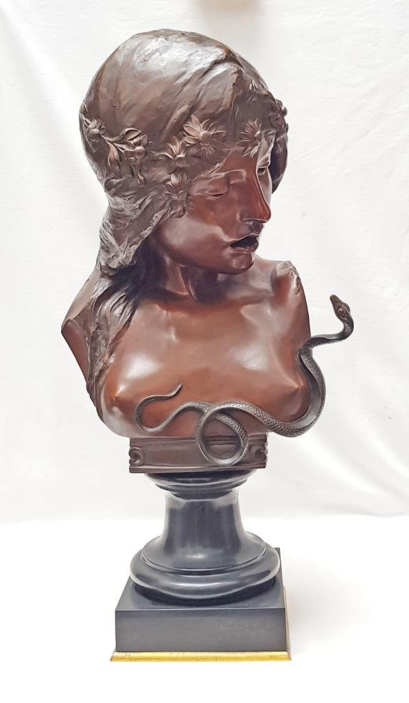 Bronzen Art Nouveau Buste- I. De Rudder -"Cleopatra" 58 cm H, Antiek en Kunst, Kunst | Beelden en Houtsnijwerken, Ophalen of Verzenden