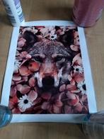 Canvas poster vos met bloemen, Minder dan 50 cm, Nieuw, Foto of Poster, Minder dan 50 cm