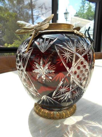 Vaas kristal/koperbeslag libellen - Art nouveau beschikbaar voor biedingen