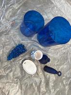 Set decoratie blauw badkamer, Ophalen, Zo goed als nieuw, Blauw, Glas