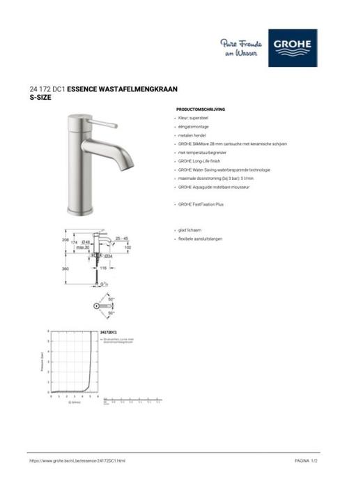 Grohe - Lavabokraanwerk - NIEUW, Doe-het-zelf en Bouw, Sanitair, Nieuw, Kraan, Chroom, Ophalen of Verzenden