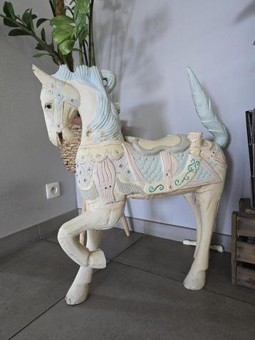 Handgeschilderd Indiaas houten paard -70 cm hoog beschikbaar voor biedingen