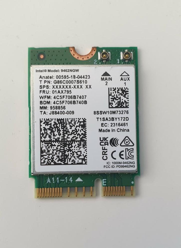 Carte réseau sans fil Intel 9462NGW, Computers en Software, Netwerkkaarten, Nieuw, Intern, Ophalen