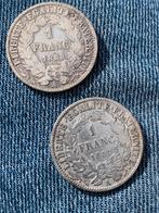 Twee zilveren  Franse munten1franc 1887 1888, Enlèvement ou Envoi, France