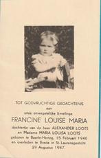 Francine Louise Maria Looots Baarle Hertog 1946-1947, Verzamelen, Bidprentjes en Rouwkaarten, Ophalen of Verzenden