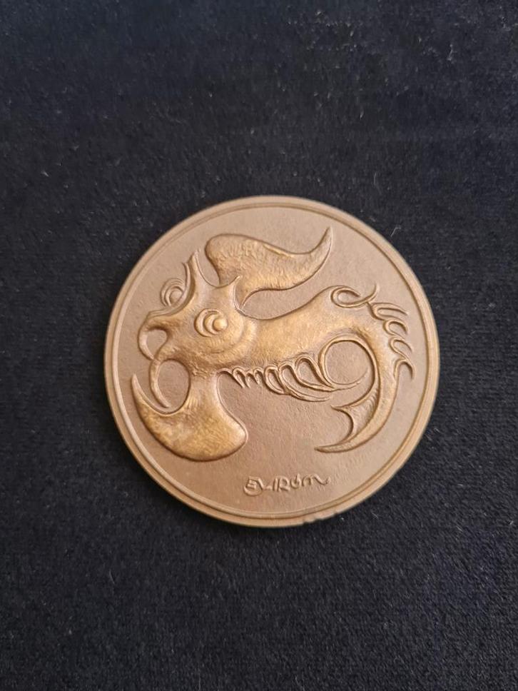 Harry Elstrom Belgische bronzen medaille Fibru Fisch Fonson, Postzegels en Munten, Penningen en Medailles, Brons, Ophalen of Verzenden