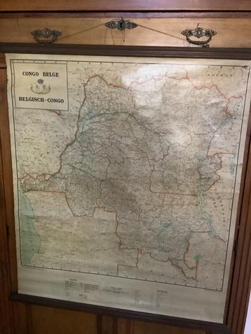Vintage schoolkaart van Belgisch Congo beschikbaar voor biedingen