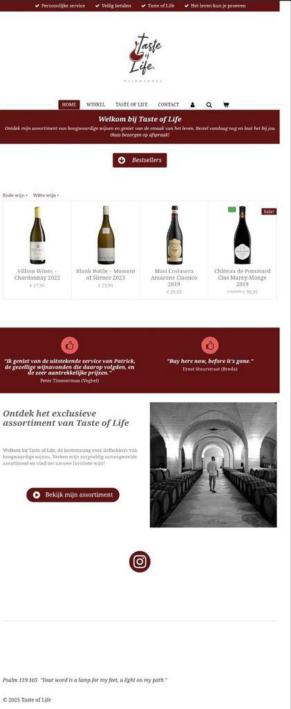 Lancering website - Taste of Life!, Verzamelen, Wijnen, Ophalen of Verzenden