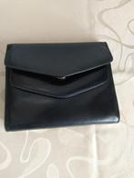 vintage marineblauwe leren clutch, Handtassen en Accessoires, Tassen | Damestassen, Ophalen of Verzenden, Zo goed als nieuw, Blauw