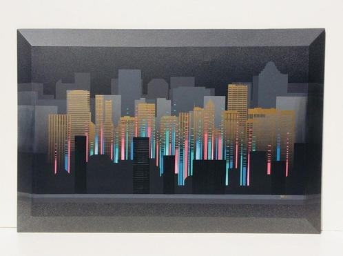Large painting : Skyscrappers by FRANCO (USA) 80s (152x102), Antiek en Kunst, Kunst | Schilderijen | Modern, Ophalen of Verzenden