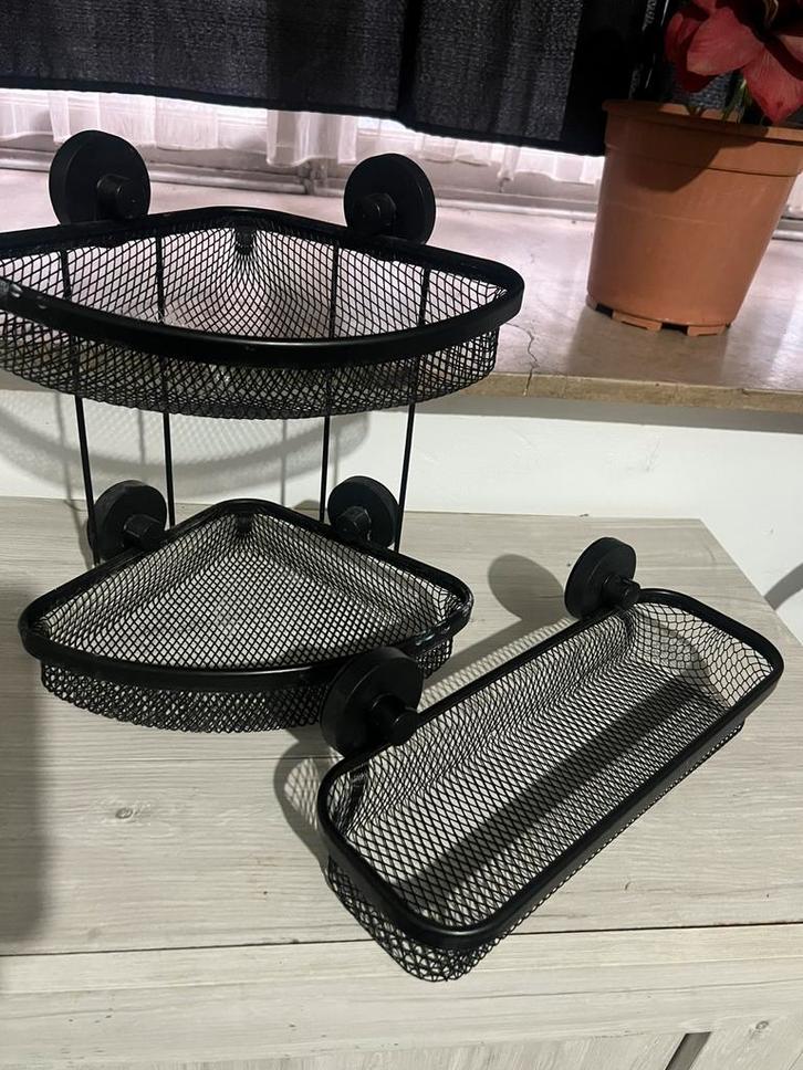 Lot de paniers muraux noirs avec ventouses salle de bain, Huis en Inrichting, Woonaccessoires | Schalen en Manden, Ophalen of Verzenden