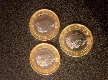 Monnaie royaume uni one pound de 2016et 2017 et 3 pièces de 