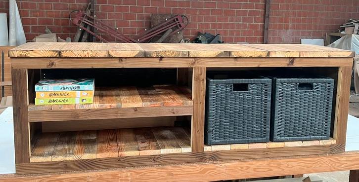 Handgemaakt TV-meubel steigerhout., Huis en Inrichting, Kasten |Televisiemeubels, Nieuw, Minder dan 100 cm, 150 tot 200 cm, 25 tot 50 cm