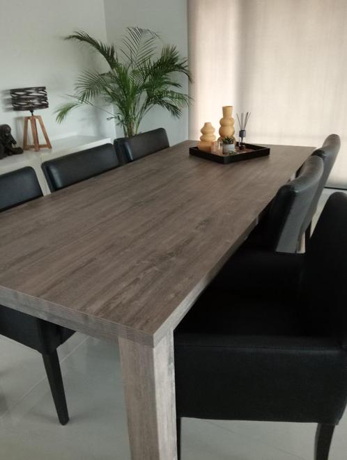 6 zwarte, stijlvolle eetkamerstoelen in lederlook, Huis en Inrichting, Stoelen, Zwart, Ophalen