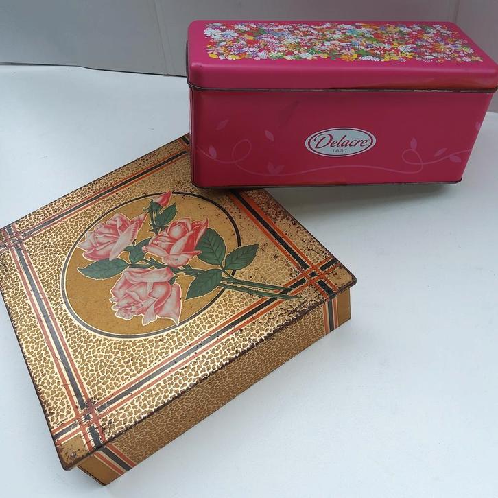 2  blikken vintagedozen., Verzamelen, Blikken, Zo goed als nieuw, Ophalen of Verzenden