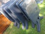 Tuintafels, stoelen, leren krukken, Tuin en Terras, Ophalen, Gebruikt, Vierkant, Metaal