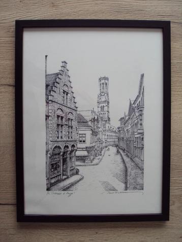 Litho van Daniël Winkelmans "Wolstraat te Brugge, Enlèvement ou Envoi