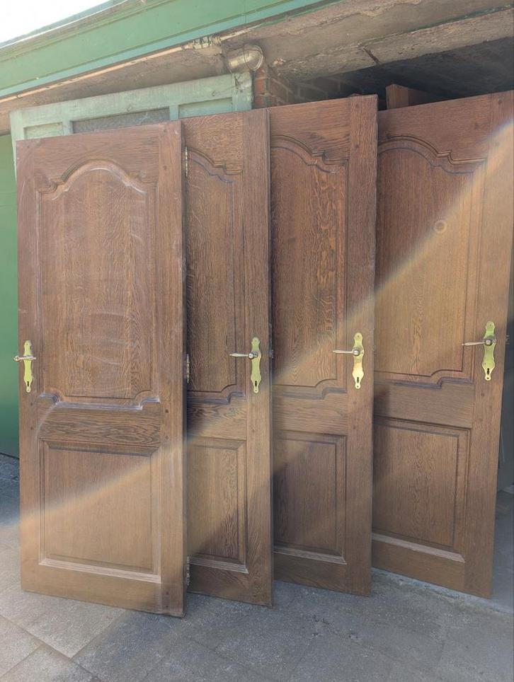 Binnendeuren Massief Eik incl. sloten, scharnieren en klinke, Doe-het-zelf en Bouw, Deuren en Vliegenramen, Zo goed als nieuw