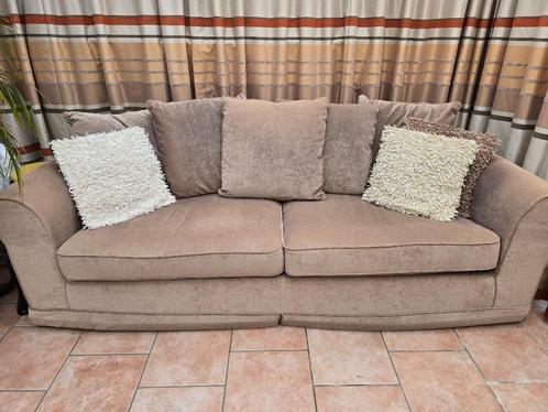 Complete salon (zetel/sofa + 2 zetelstoeltjes), Huis en Inrichting, Zetels | Zetels, Gebruikt, Rechte bank, Overige maten, 200 tot 250 cm