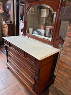 Commode 120cm met spiegel - marmer blad, Antiek en Kunst, Ophalen