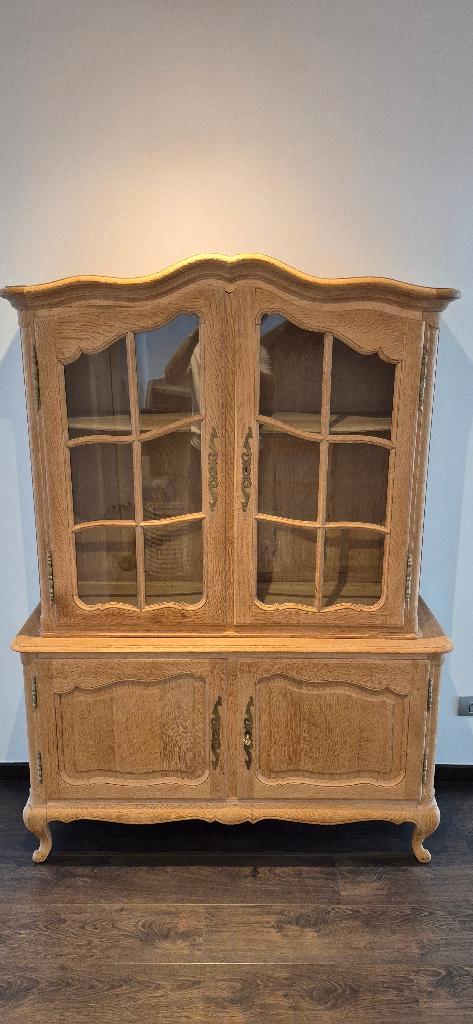 Franse landelijke vitrinekast, Maison & Meubles, Armoires | Vitrines, Comme neuf, 150 à 200 cm, 100 à 150 cm, 25 à 50 cm, Avec porte(s)