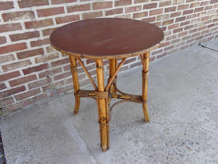 Vintage Bamboe tafeltje + gratis Dame Jeanne (goed lezen!), Huis en Inrichting, Overige Huis en Inrichting, Gebruikt, Ophalen