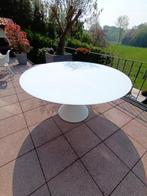 Tuintafel met wit  glazen blad, Jardin & Terrasse, Tables de jardin, Comme neuf, Rond, Enlèvement, Aluminium