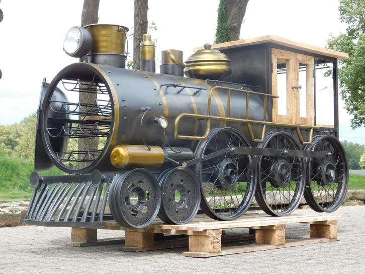 Exclusieve Retro Trein Bar | Metaal | Wijnbar - Cocktailbar, Huis en Inrichting, Barren, Ophalen of Verzenden
