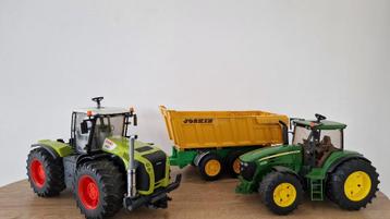 Bruder tractors en aanhangwagen (John Deere, Claas, Joskin) beschikbaar voor biedingen