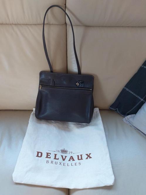 Vintage Delvaux handtas Deux Nuage donkerbruin met stofzak