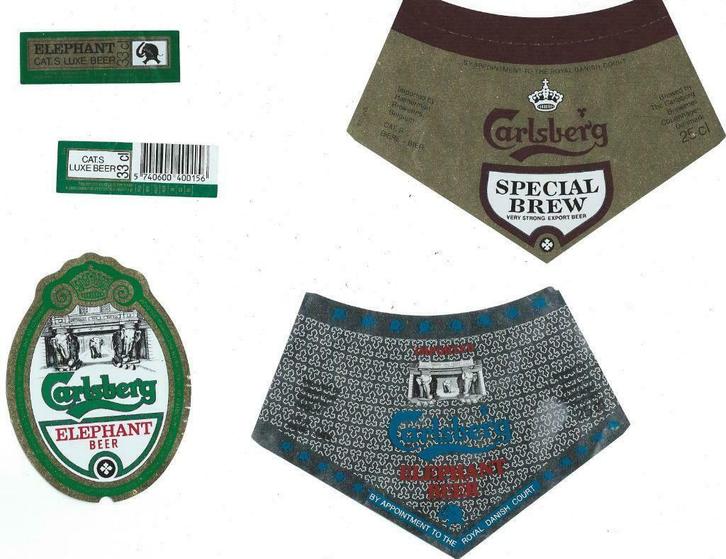 Carlsbergbieretiketten jaren 80 ( Belgische bottelingen), Verzamelen, Biermerken, Nieuw, Overige typen, Ophalen of Verzenden