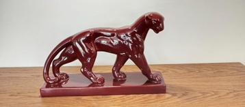 Prachtig origineel art deco beeld van panther of luipaard.   beschikbaar voor biedingen
