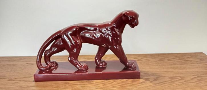 Prachtig origineel art deco beeld van panther of luipaard., Antiek en Kunst, Kunst | Designobjecten, Ophalen of Verzenden