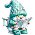 Diamond Painting kabouter toilet mintgroen 20x20cm (rond), Verzenden, Nieuw, Knutselwerk