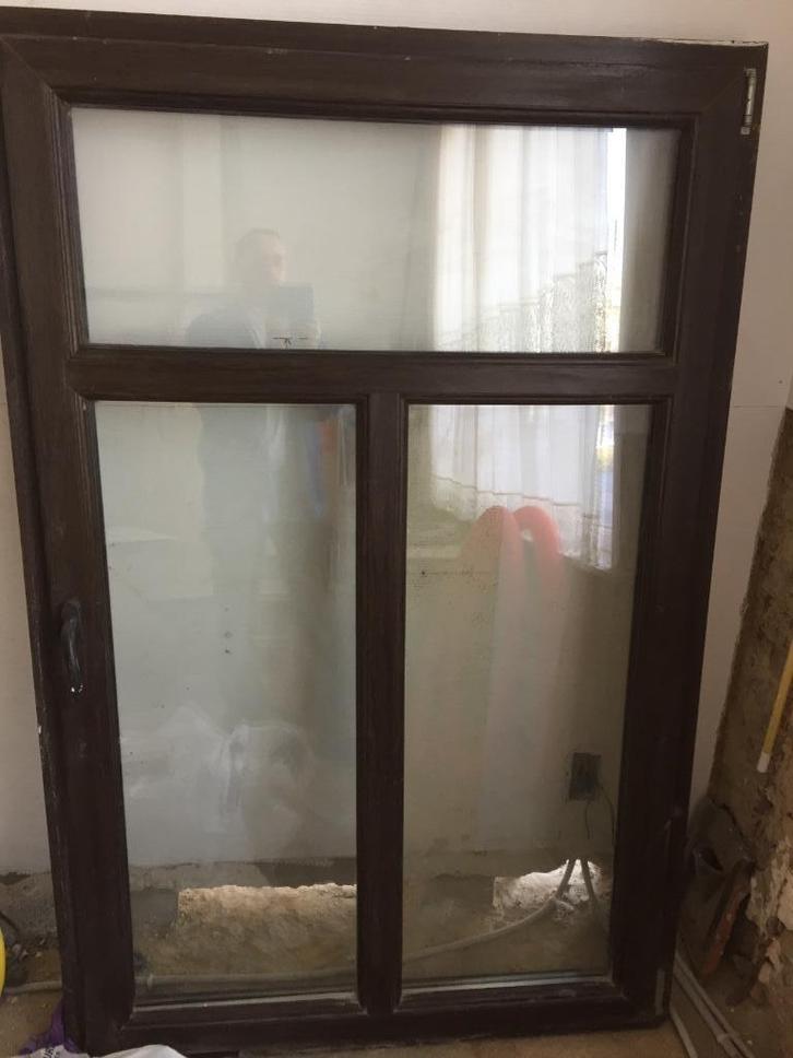 1x PVC ramen imitatie hout, Doe-het-zelf en Bouw, Glas en Ramen, Zo goed als nieuw, Gevelraam of Ruit, 160 cm of meer, 80 tot 120 cm