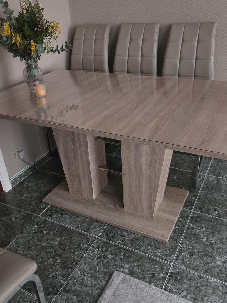 Table de salle à manger avec rallonge + 6 chaises, Maison & Meubles, Tables | Tables à manger, Utilisé, 50 à 100 cm, 100 à 150 cm