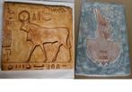 Set v2 Oude bas-reliëf Egyptische stier god APIS + CLEOPATRA, Antiek en Kunst, Ophalen of Verzenden