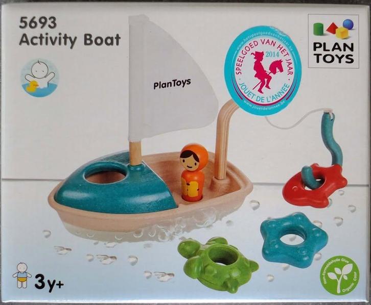 Bateau de pêche 5693 - Jouet de bain en bois Plantoys, Kinderen en Baby's, Speelgoed | Houten speelgoed, Zo goed als nieuw, Overige typen