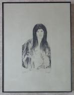 FRANS DILLE / NAAKTE VROUW / ZW-W ETS / 66x50cm / KADER SIG, Antiek en Kunst, Ophalen of Verzenden